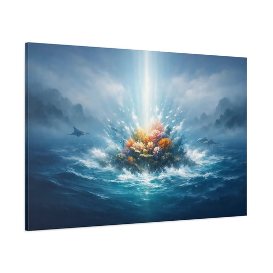 Mist Depth Ocean Bloom shown as stretched canvas wall art