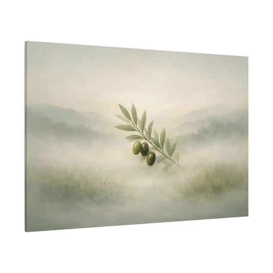 Mist Depth Olive Branch shown as stretched canvas wall art
