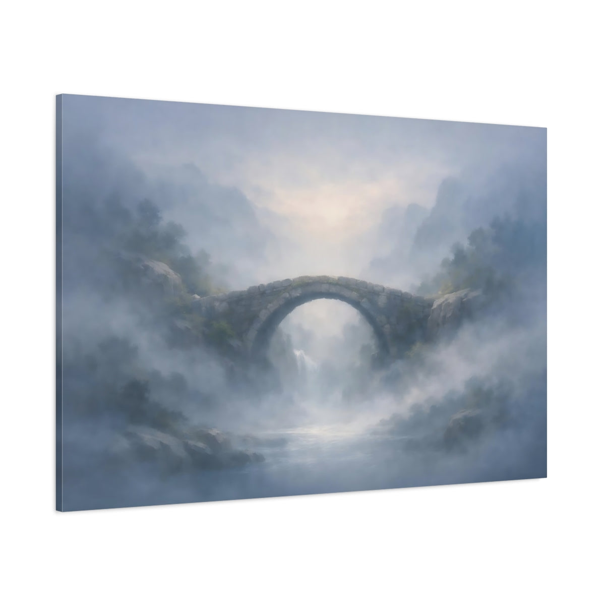 Mist Depth Stone Bridge shown as stretched canvas wall art