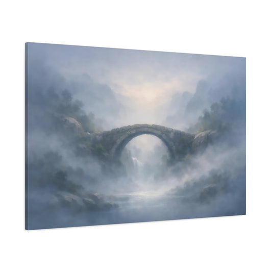 Mist Depth Stone Bridge shown as stretched canvas wall art