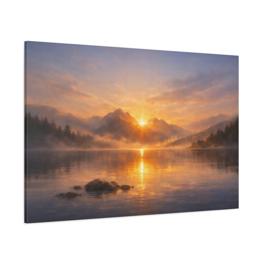 Mist Depth Sunset Water shown as stretched canvas wall art