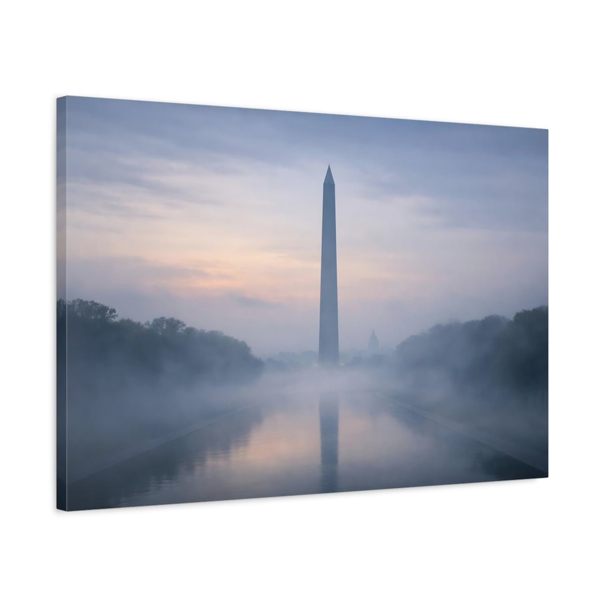 Mist Depth Washington Monument Obelisk Abstract - Canvas Wall Art Print - YesArtYes