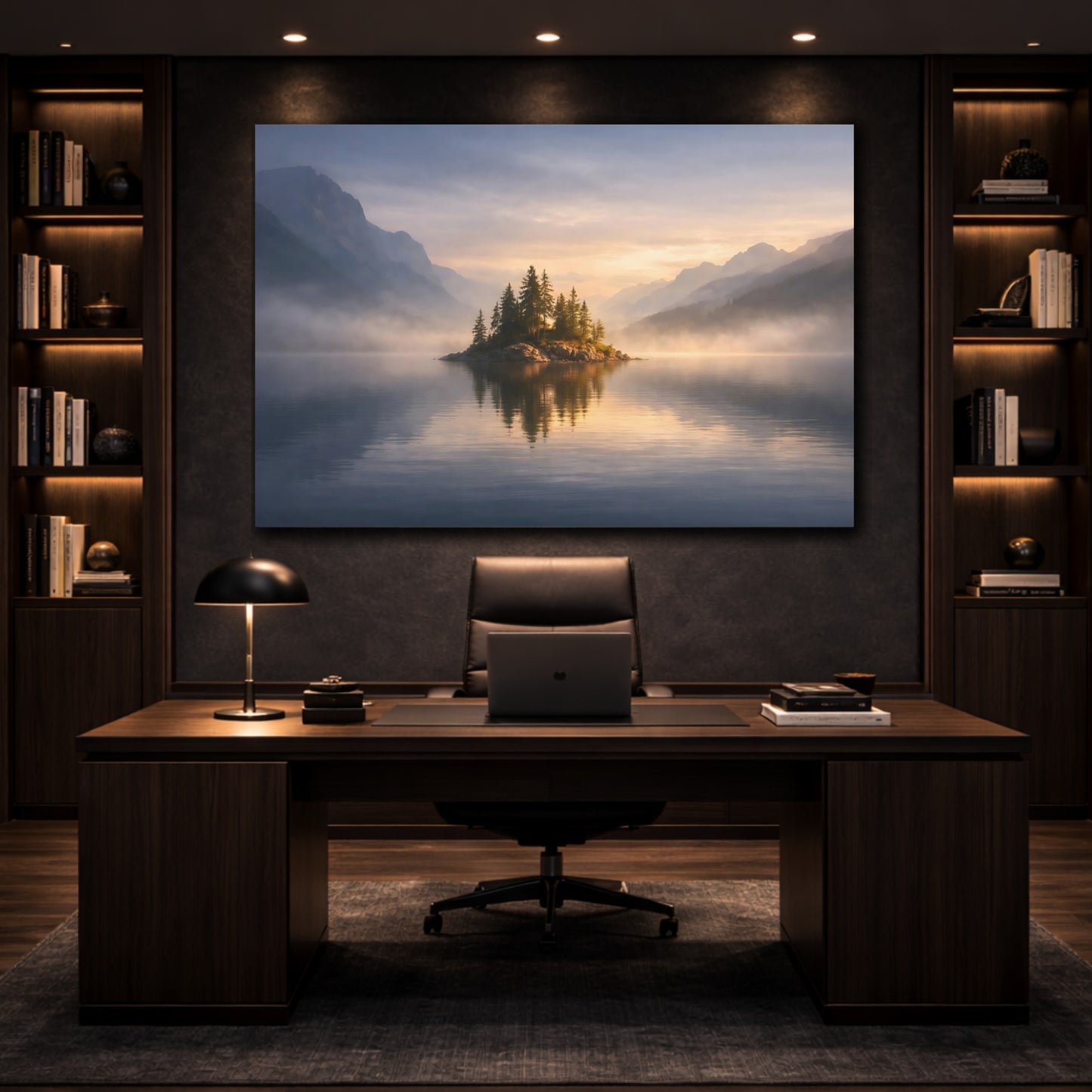 Mockup 2. Mist Depth Water Horizon shown as stretched canvas wall art