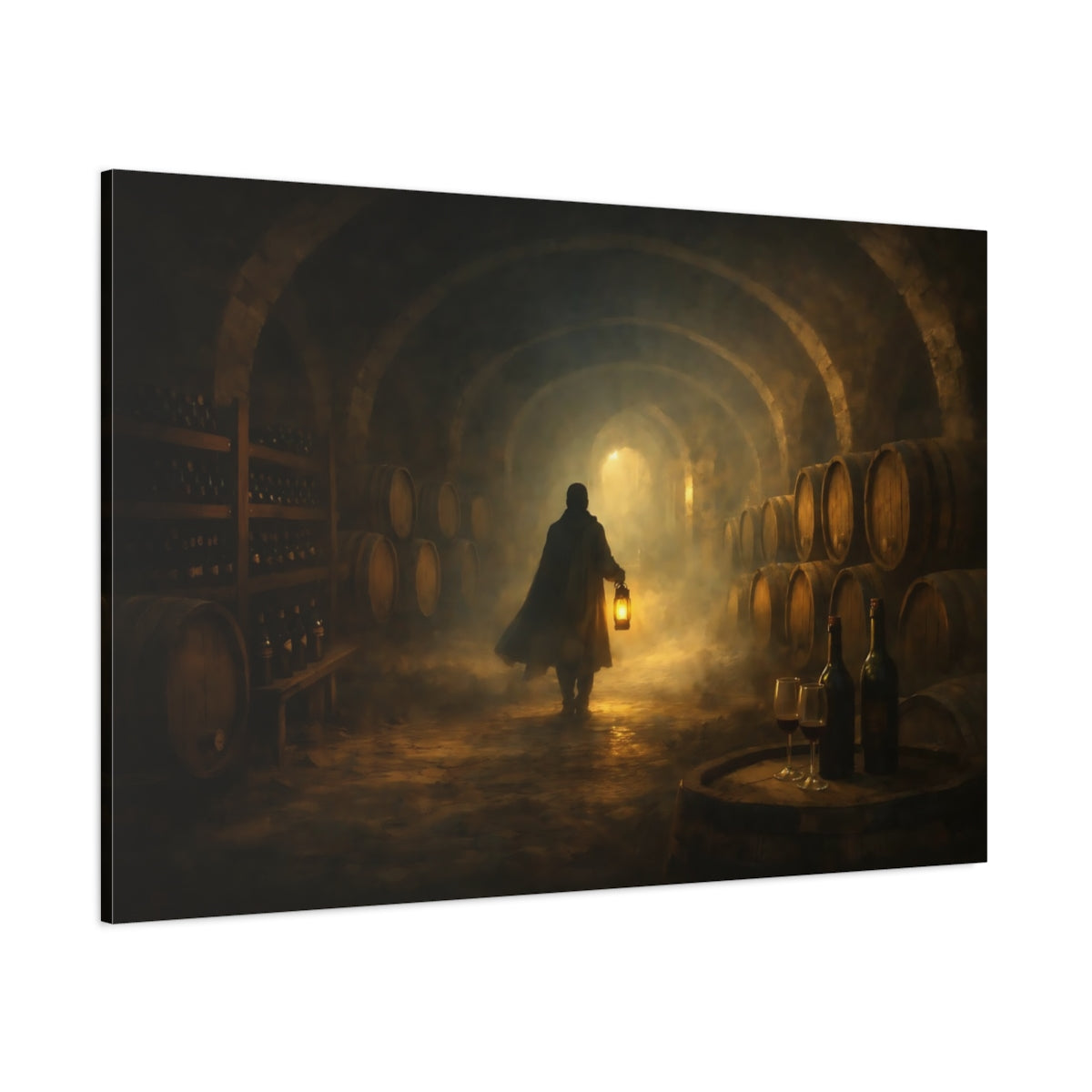Mist Depth Wine Cellar shown as stretched canvas wall art