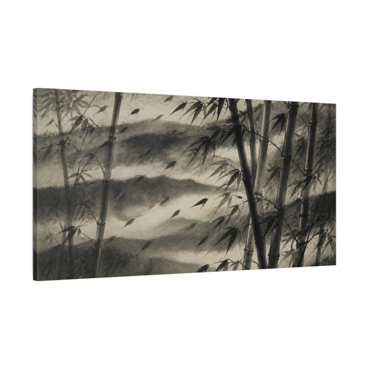 Main Mockup. Misty Bamboo Grove shown as canvas print