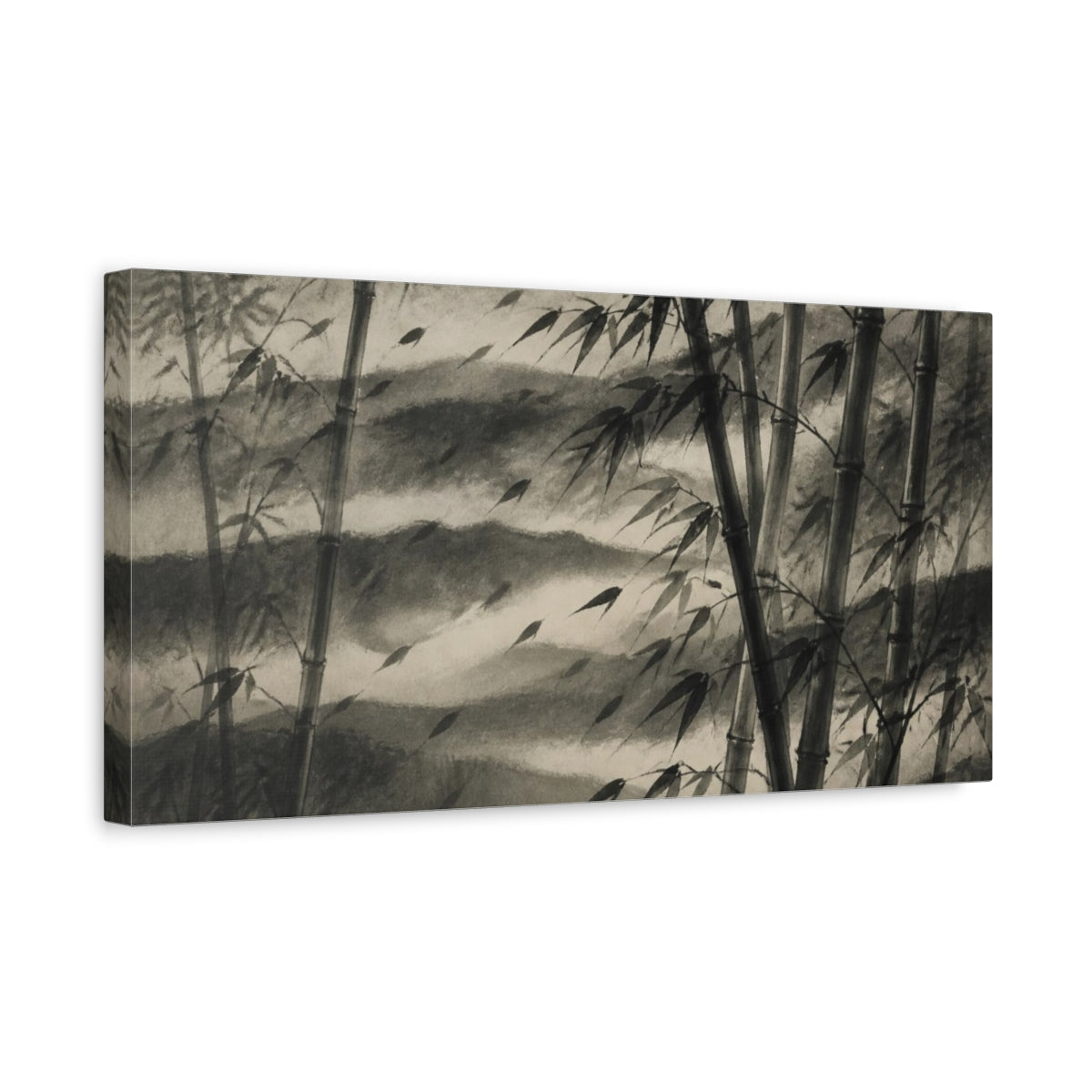 Side Mockup 3. Misty Bamboo Grove shown as canvas print