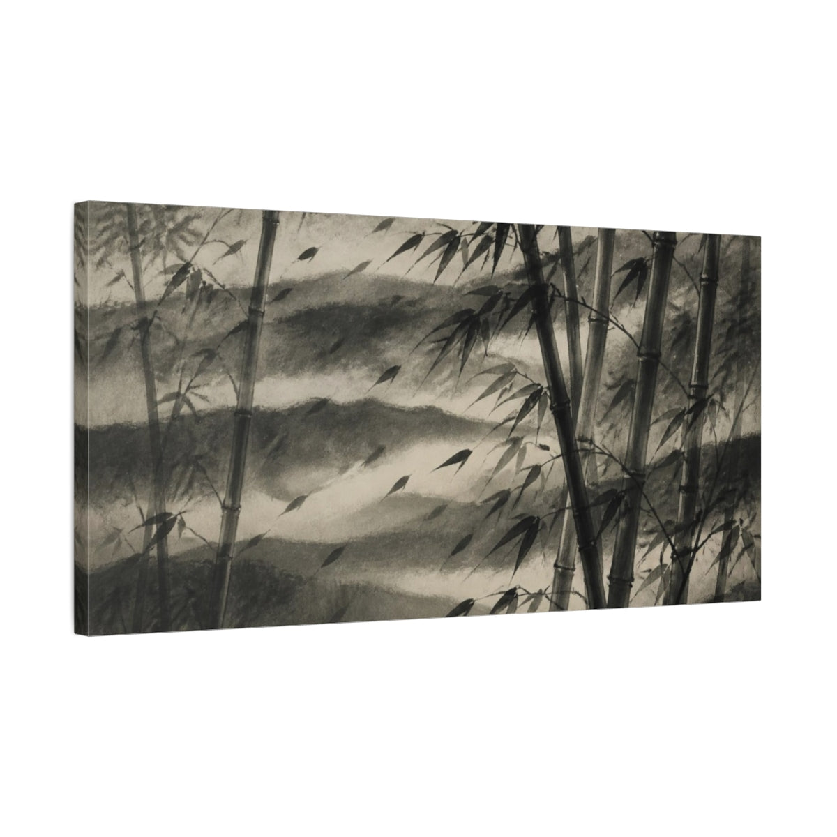Side Mockup 1. Misty Bamboo Grove shown as canvas print
