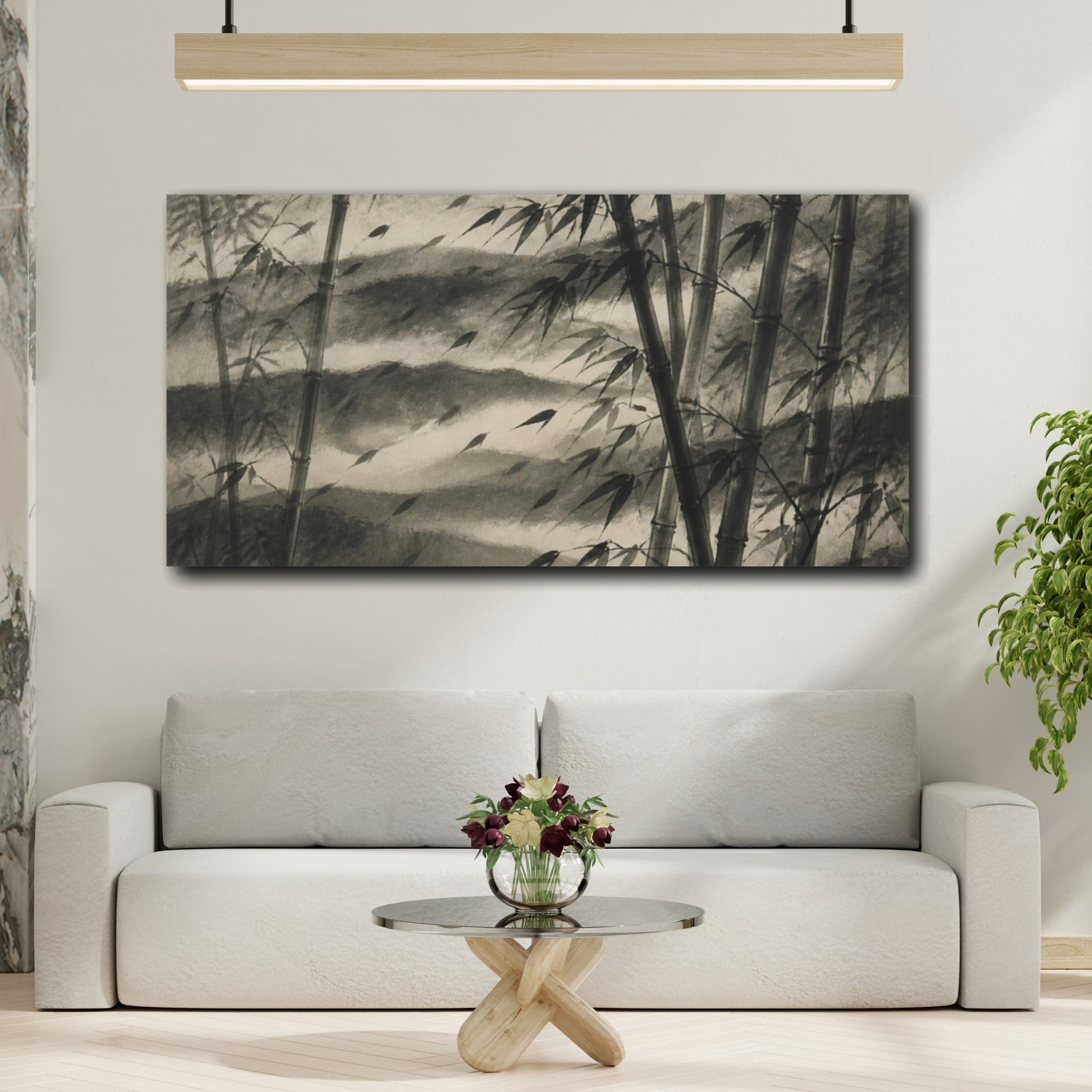Mockup 2. Misty Bamboo Grove shown as canvas print
