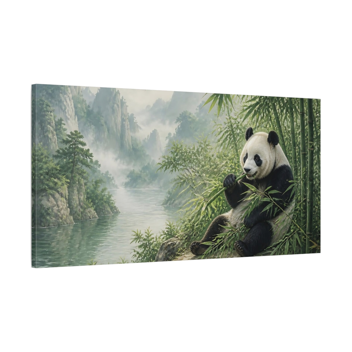 Main Mockup. Misty Bamboo Panda Animals shown as canvas print
