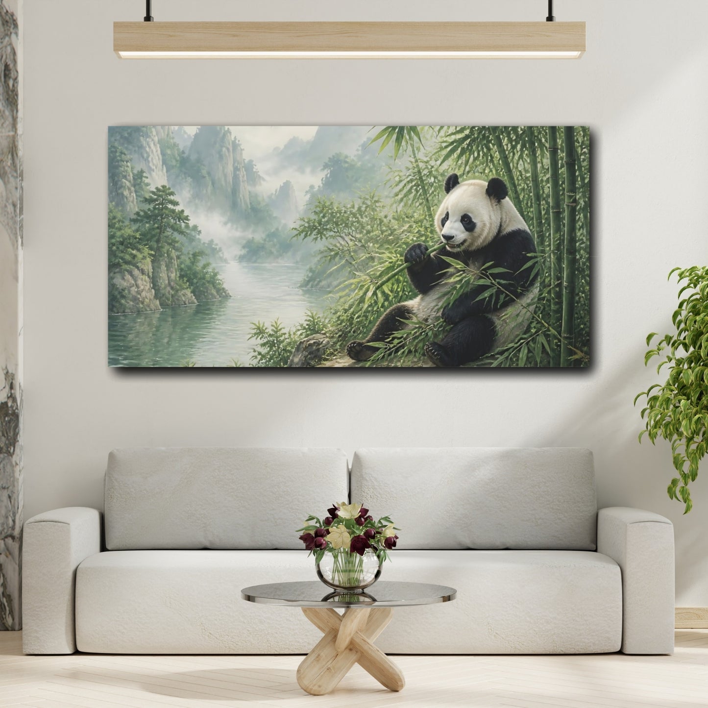 Mockup 2. Misty Bamboo Panda Animals shown as canvas print