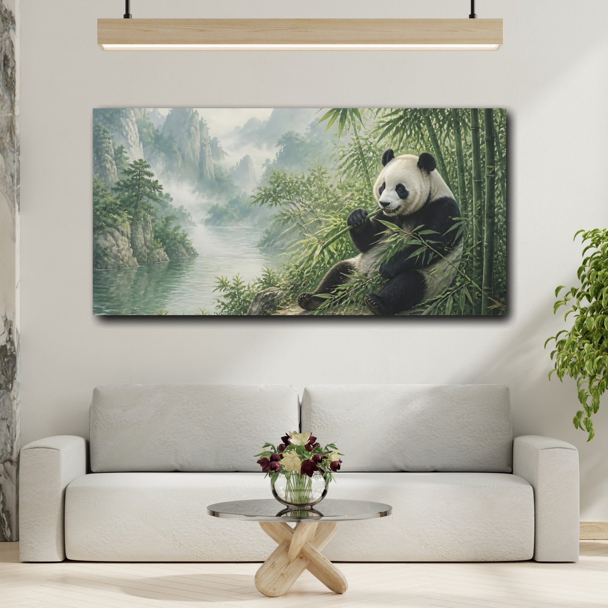 Mockup 2. Misty Bamboo Panda Animals shown as canvas print