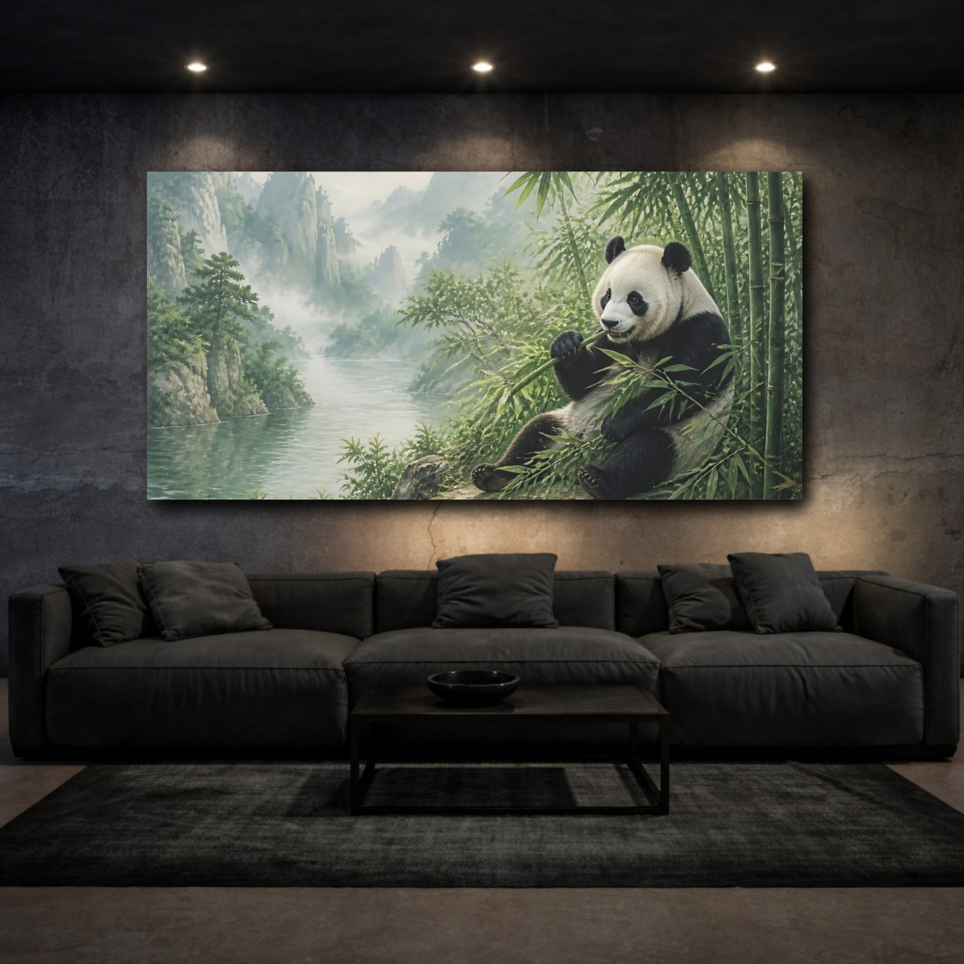 Mockup 3. Misty Bamboo Panda Animals shown as canvas print