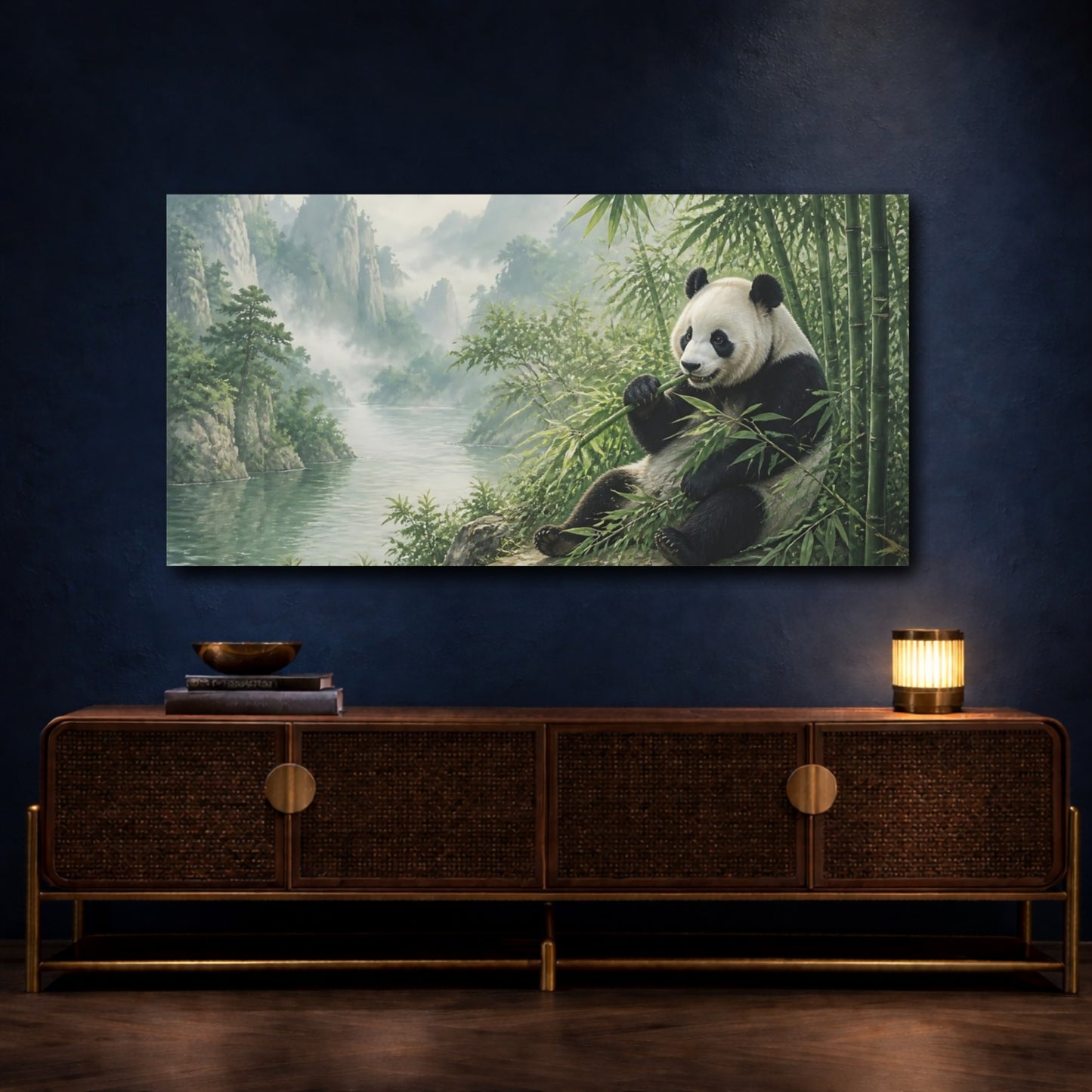 Mockup 4. Misty Bamboo Panda Animals shown as canvas print