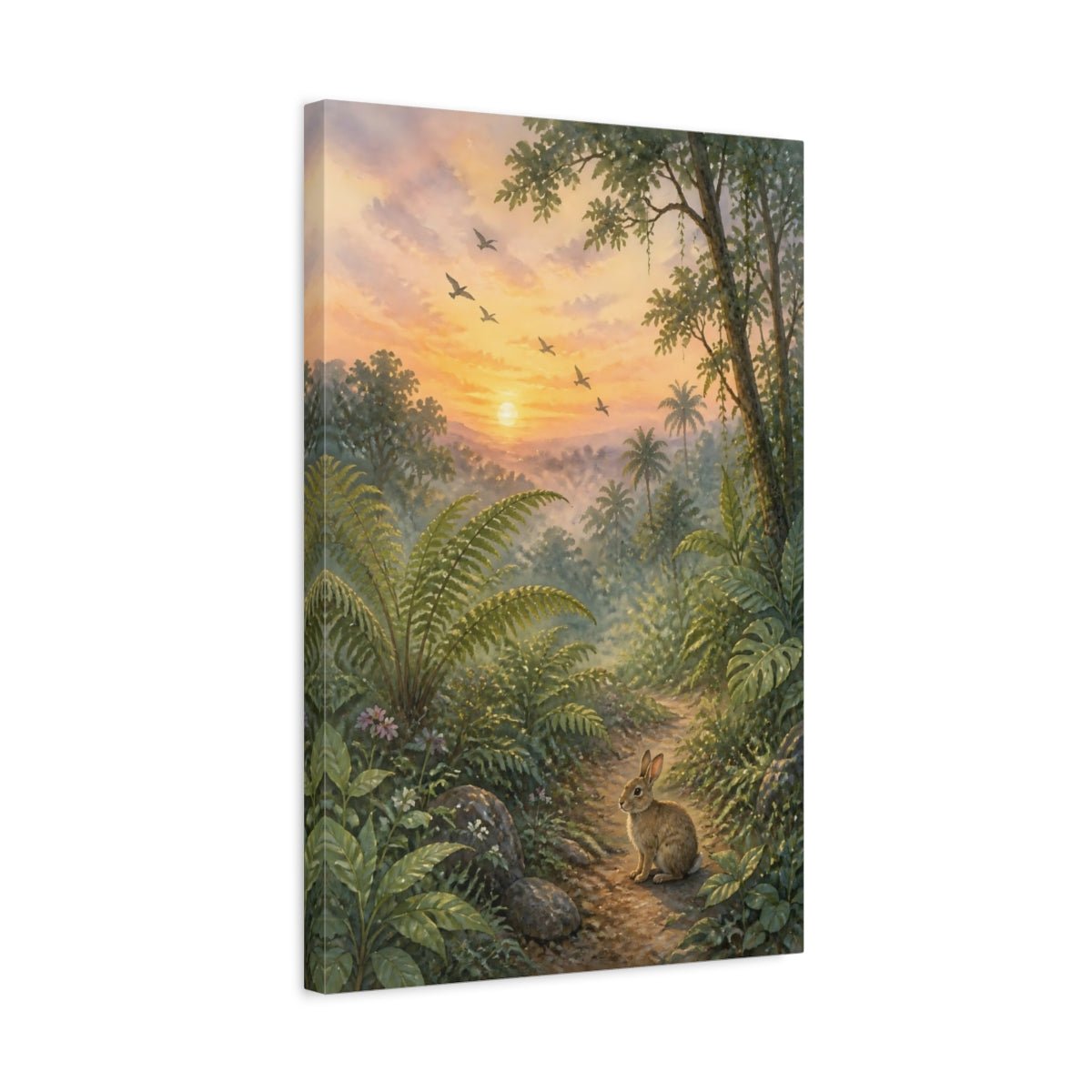 Misty Dawn Watercolor With Quiet Tonal Canvas Print – Living Room, Above Console Table - YesArtYes
