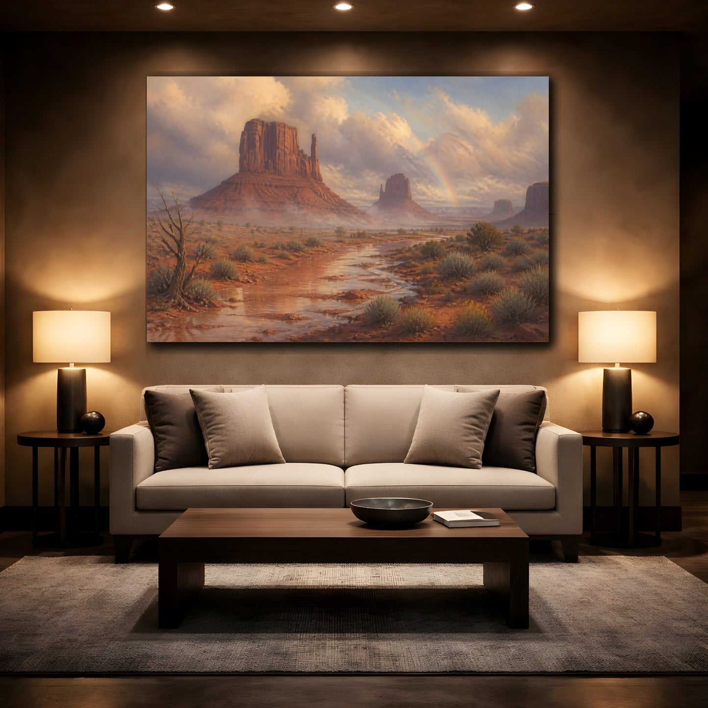 Mockup 2. Misty Desert Buttes shown as canvas print