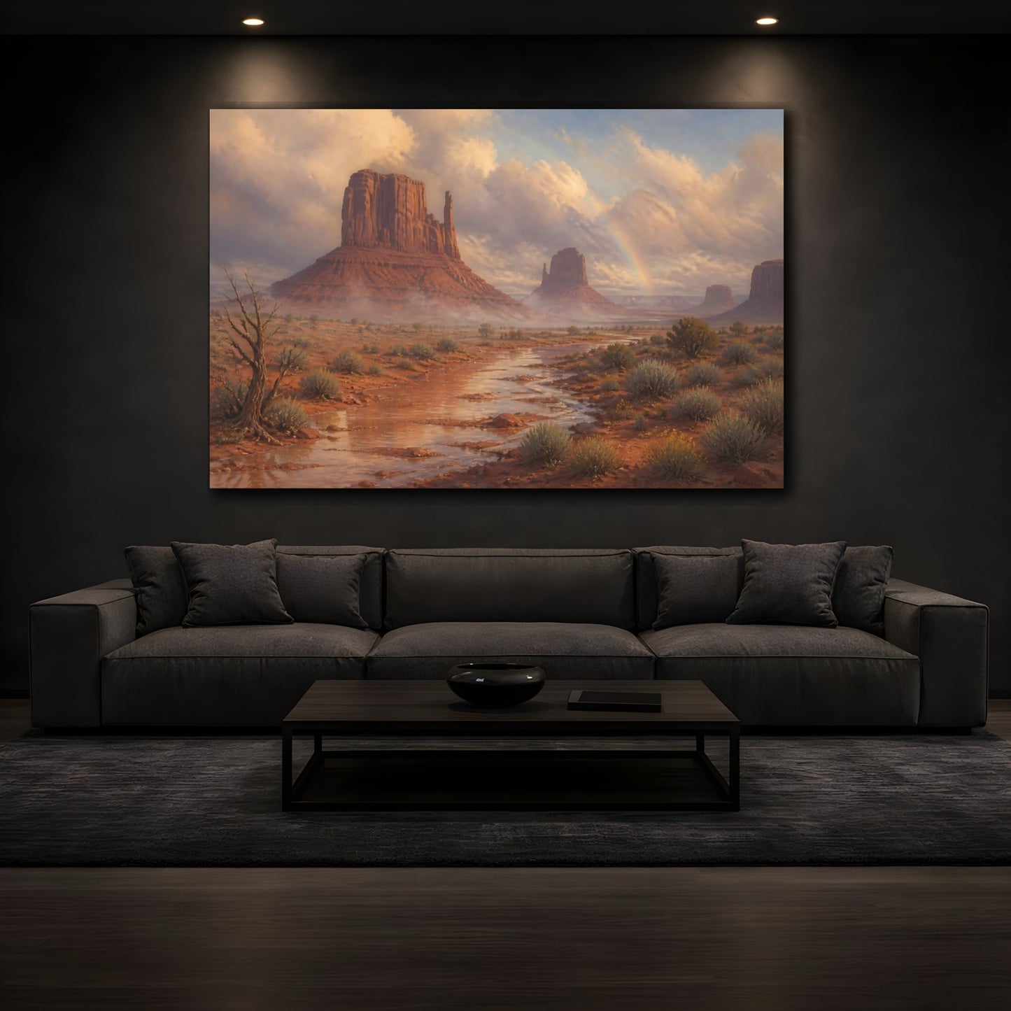 Mockup 3. Misty Desert Buttes shown as canvas print