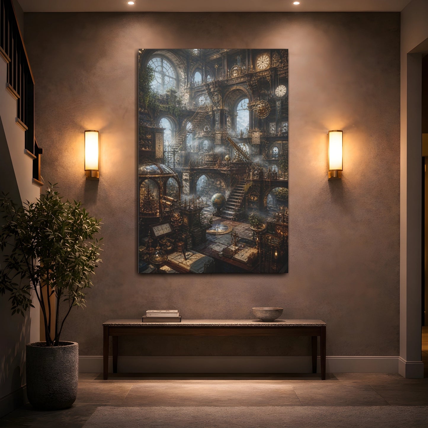 Mockup 2. Misty Grand Observatory shown as canvas print