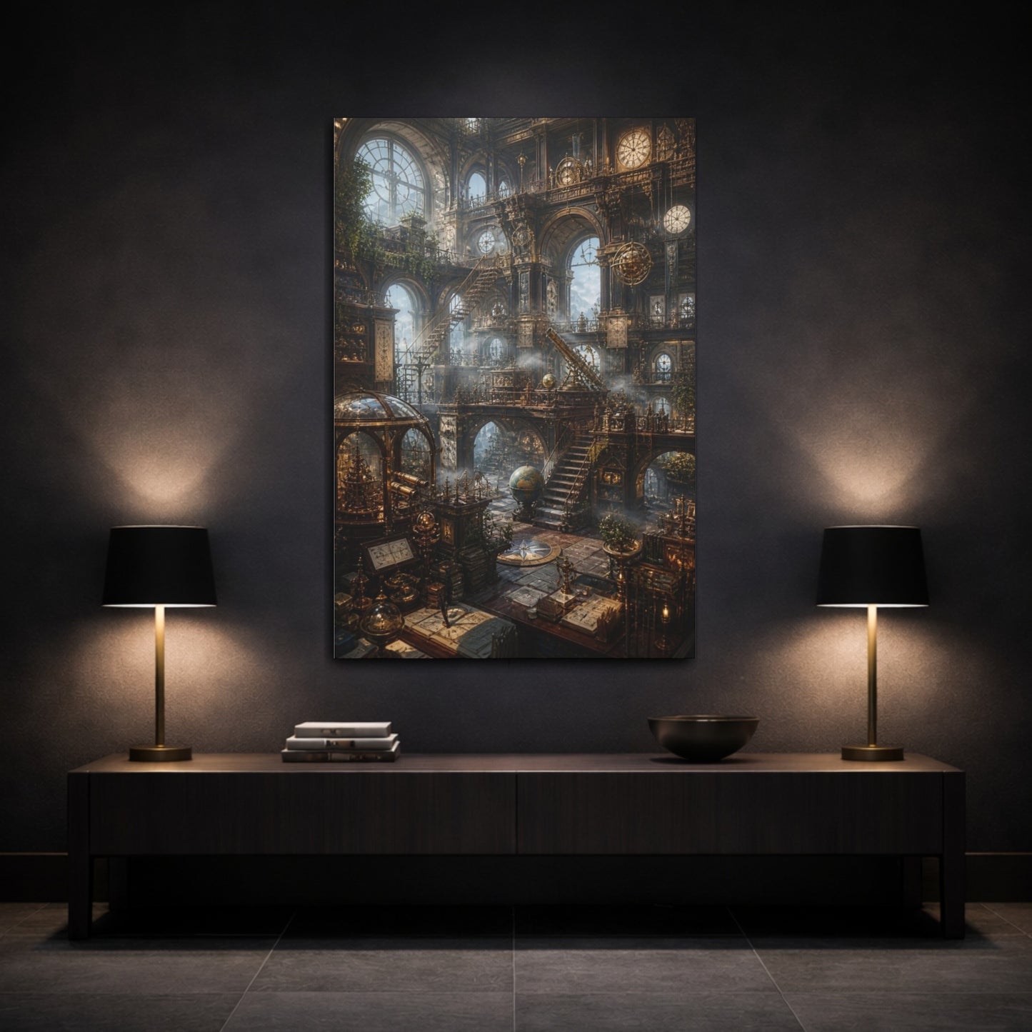 Mockup 3. Misty Grand Observatory shown as canvas print