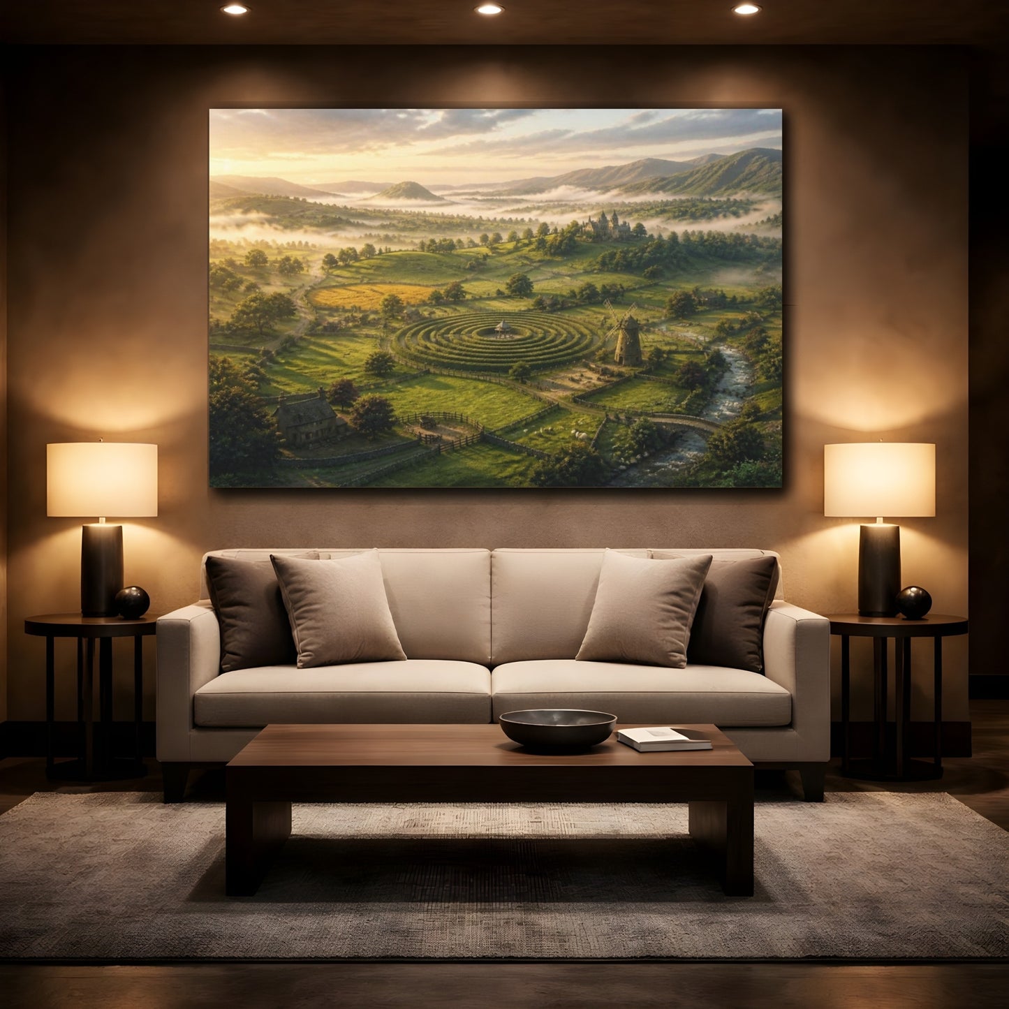 Mockup 2. Misty Hedge Maze & Castle shown as canvas print