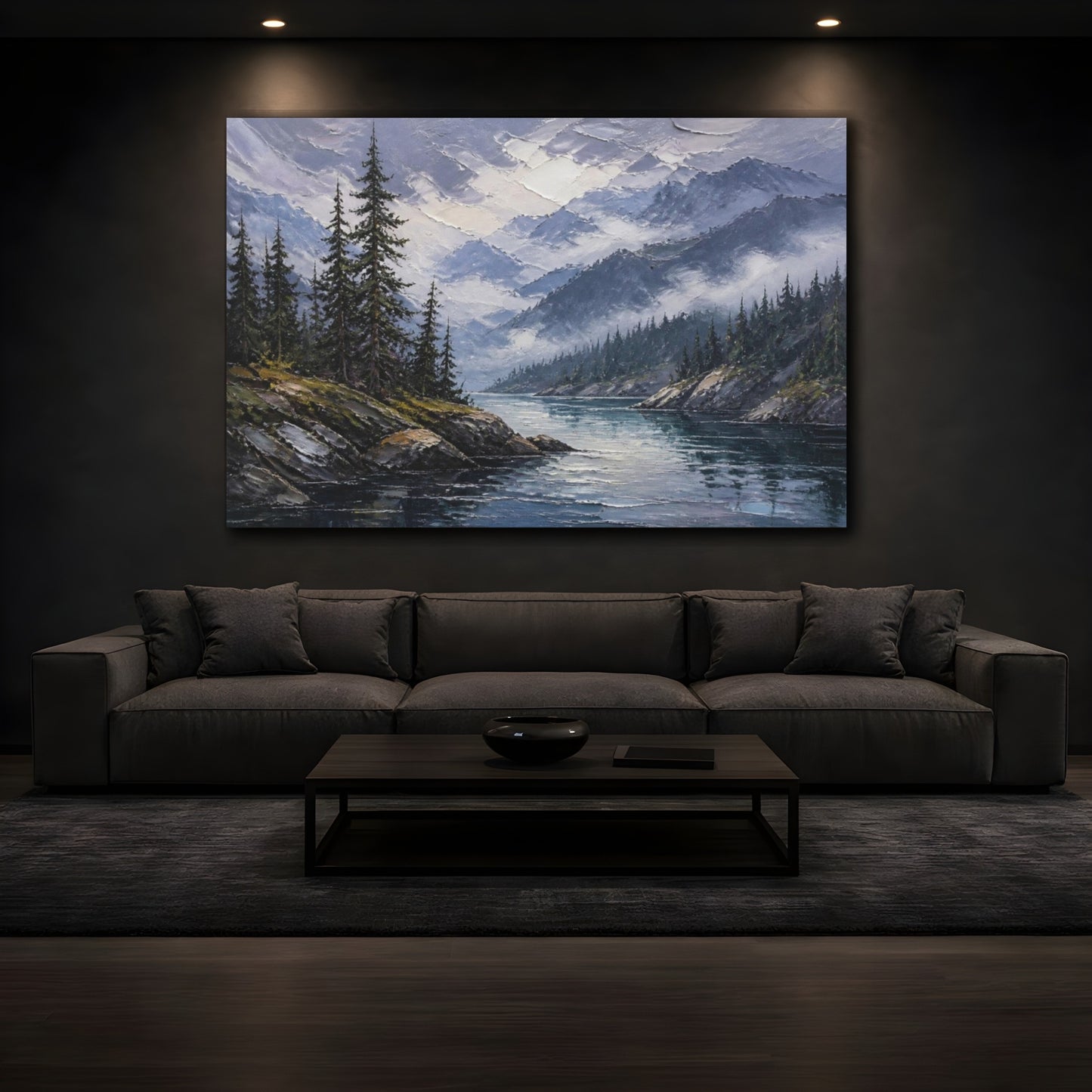 Mockup 3. Misty Mountain Inlet shown as canvas print