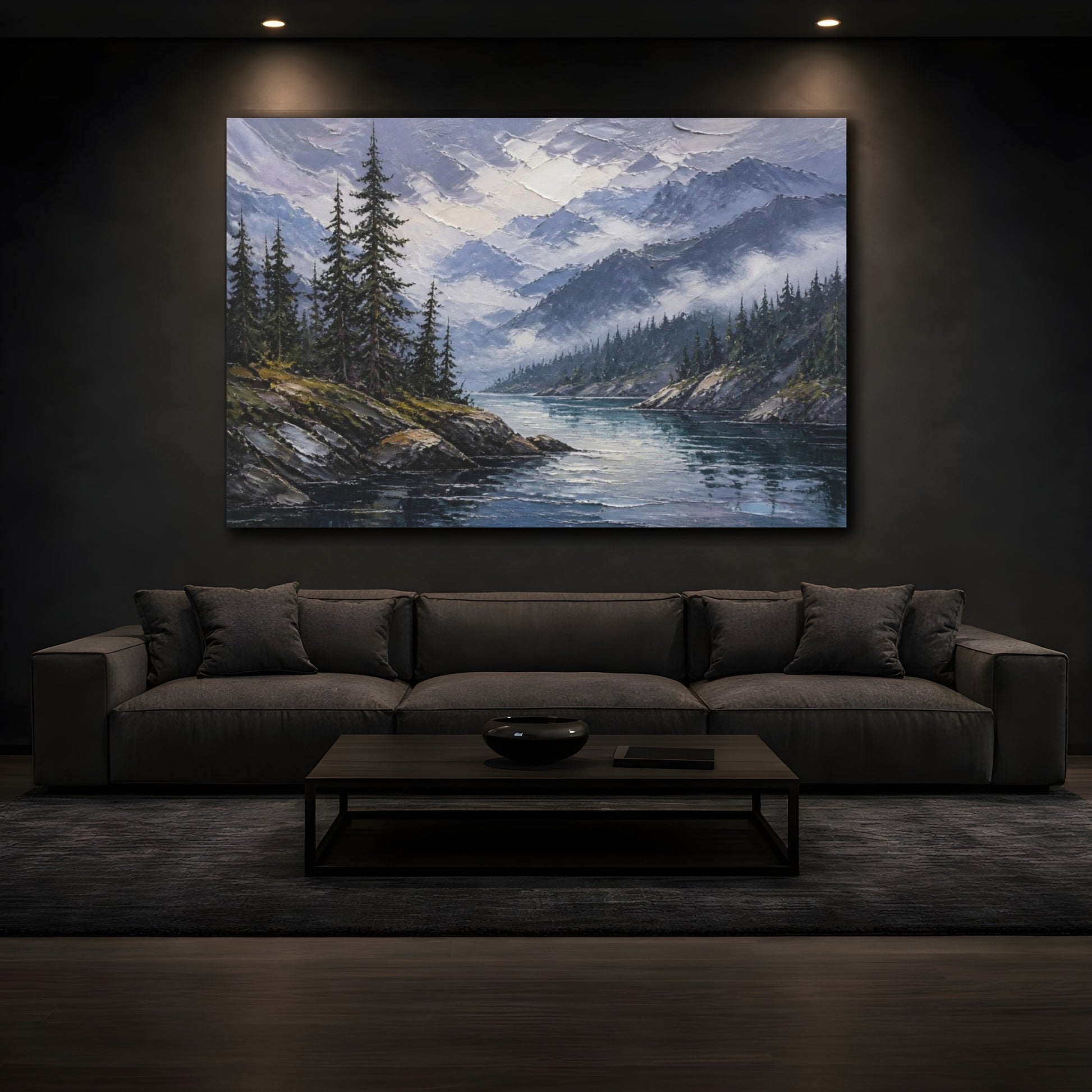 Mockup 3. Misty Mountain Inlet shown as canvas print