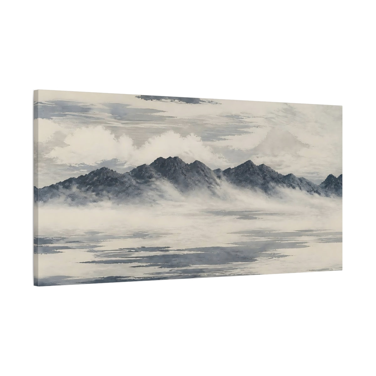 Main Mockup. Misty Mountain Range shown as canvas print