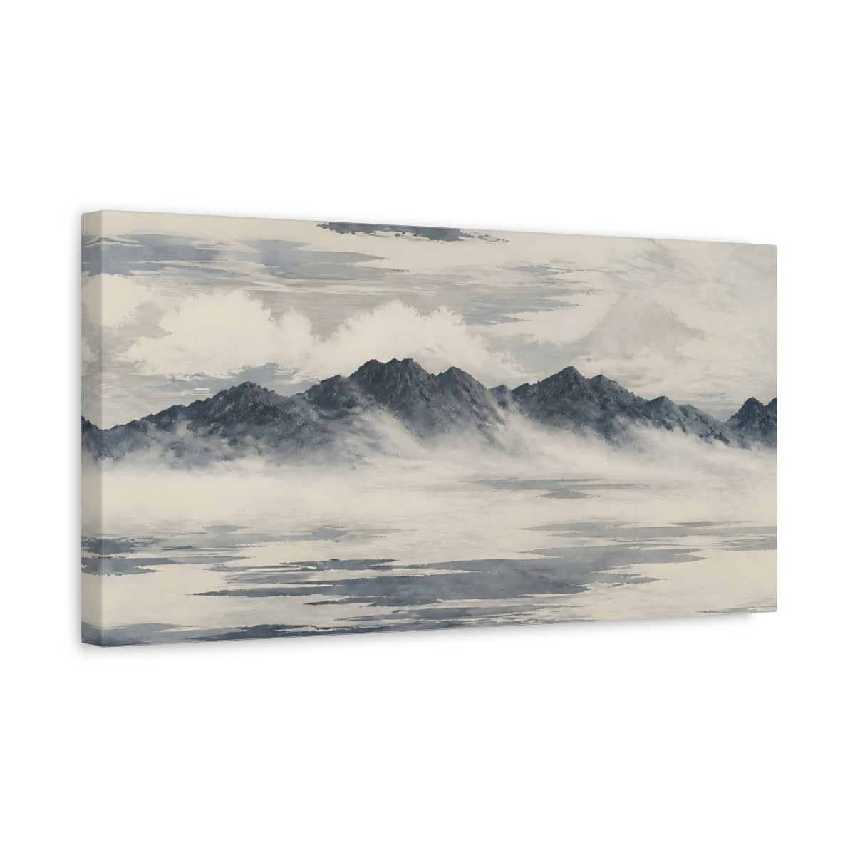 Side Mockup 3. Misty Mountain Range shown as canvas print