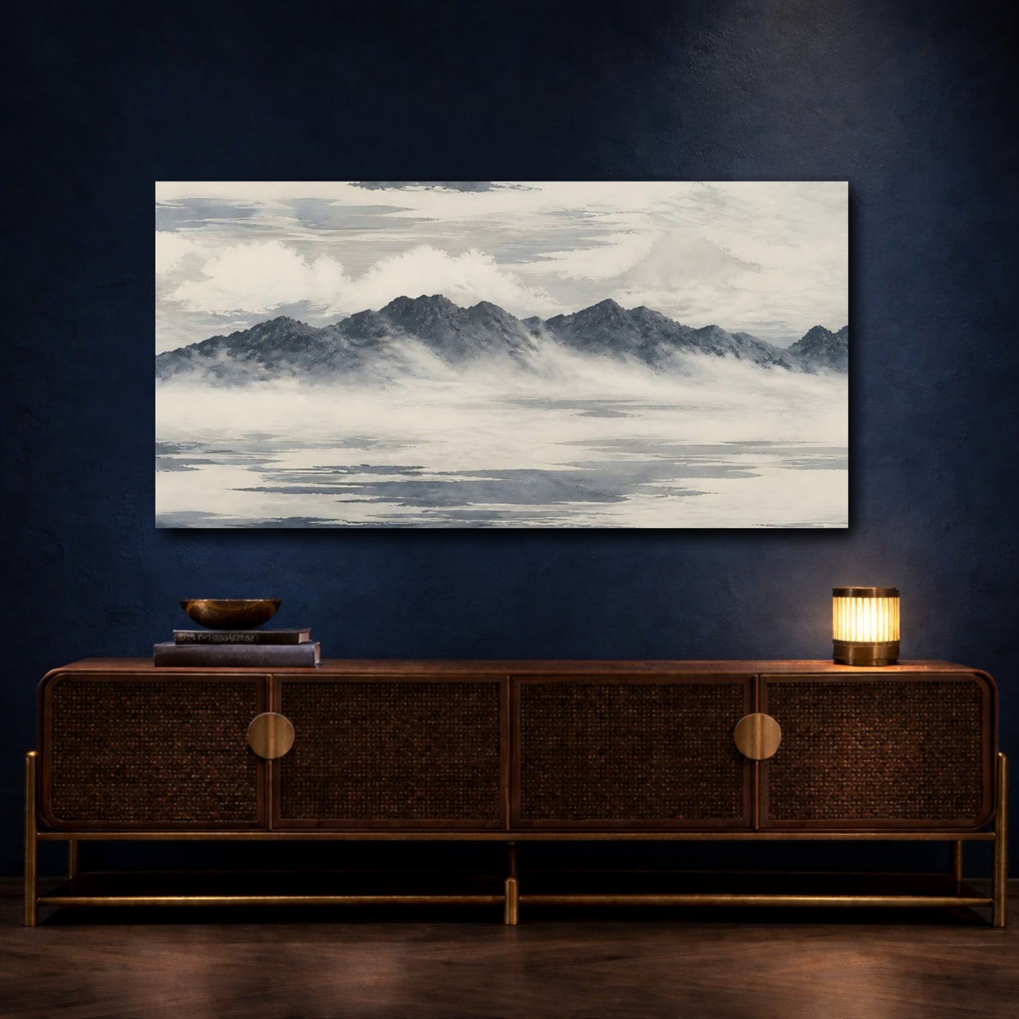 Mockup 4. Misty Mountain Range shown as canvas print