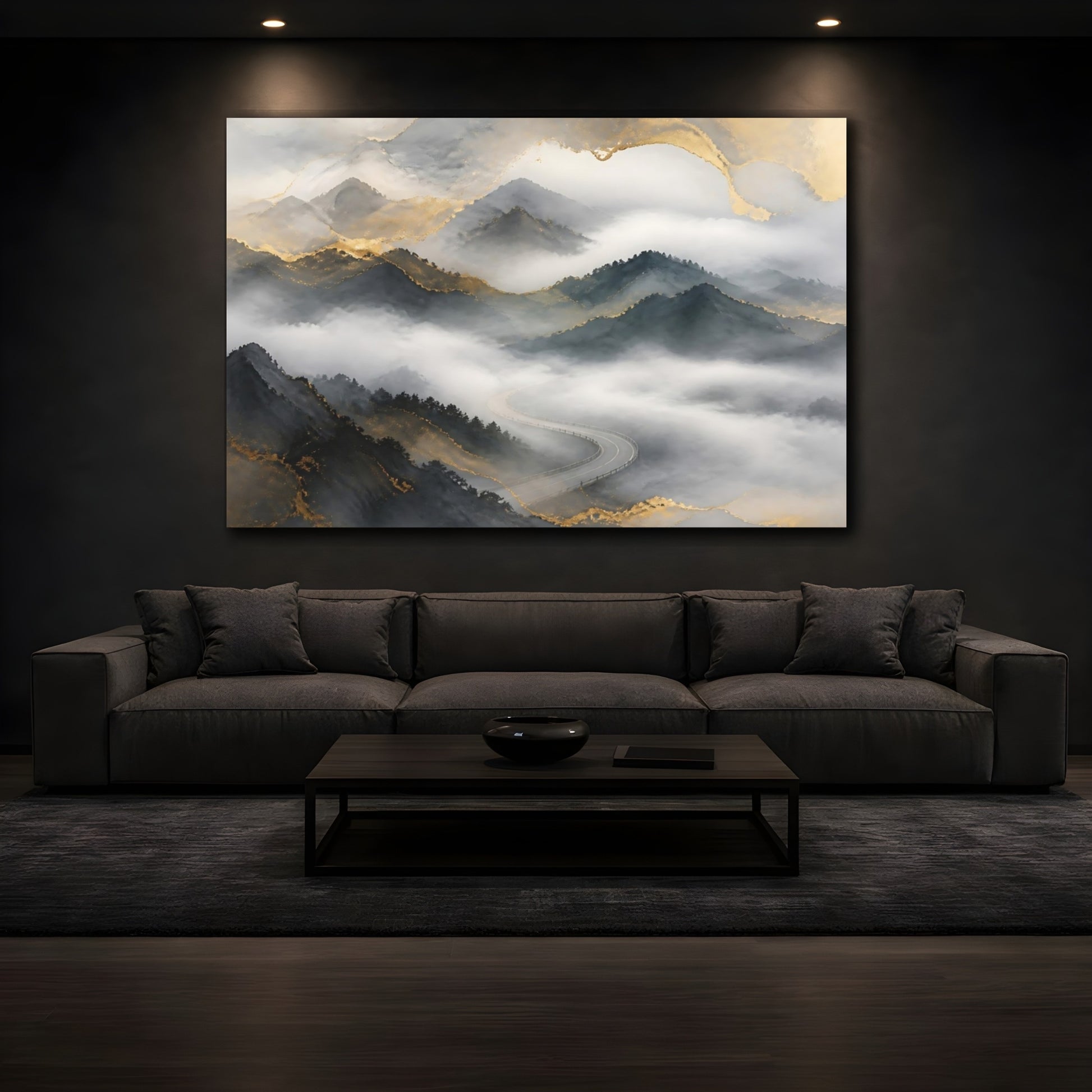 Mockup 3. Misty Mountain Road shown as canvas print