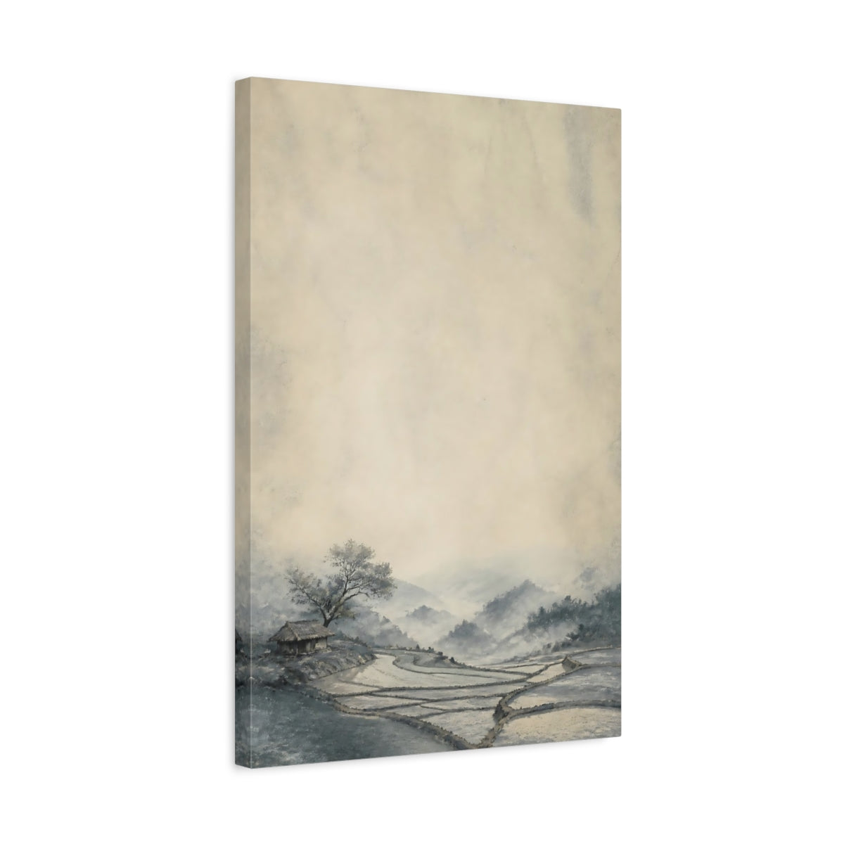 Side Mockup 3. Misty Rice Terraces shown as canvas print