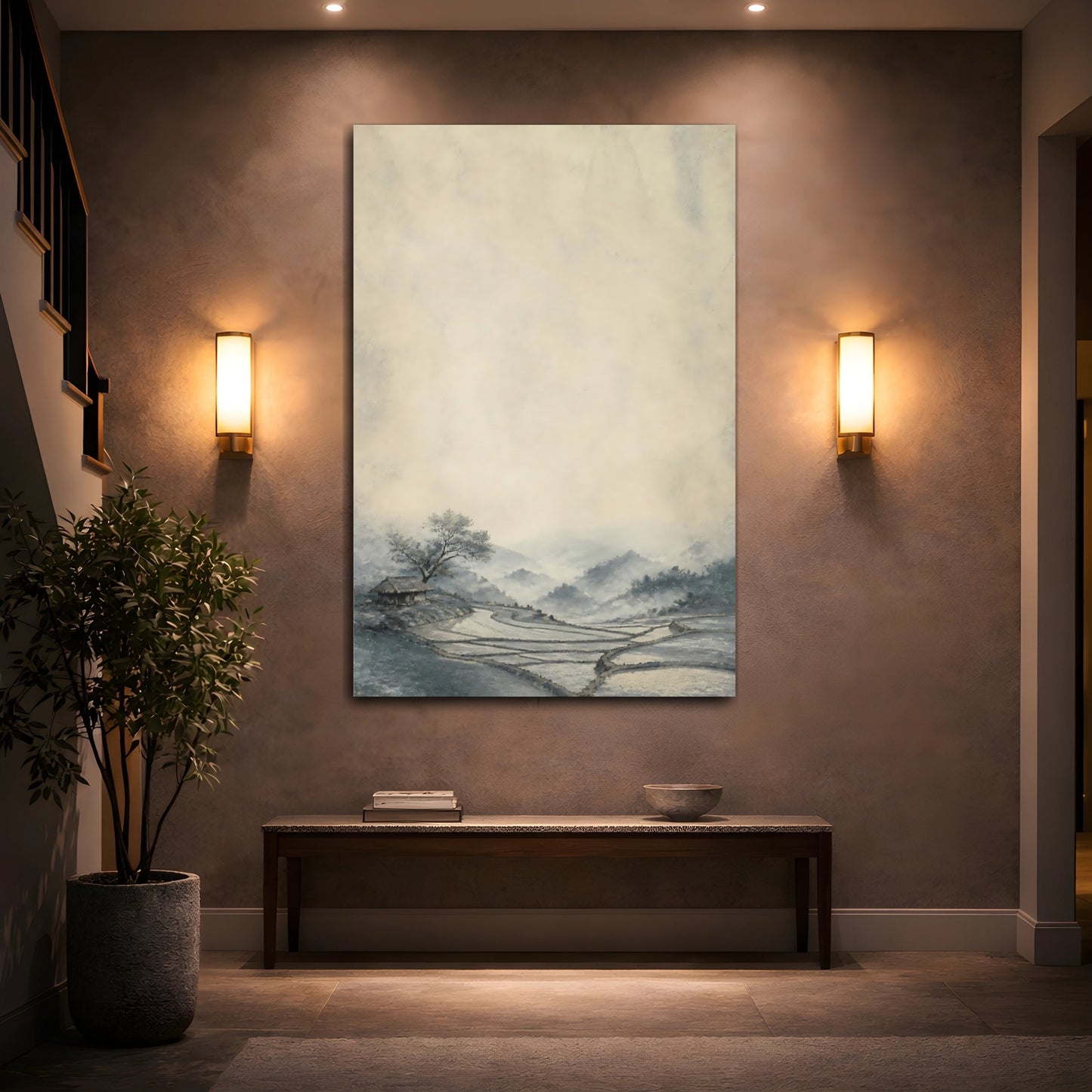 Mockup 2. Misty Rice Terraces shown as canvas print