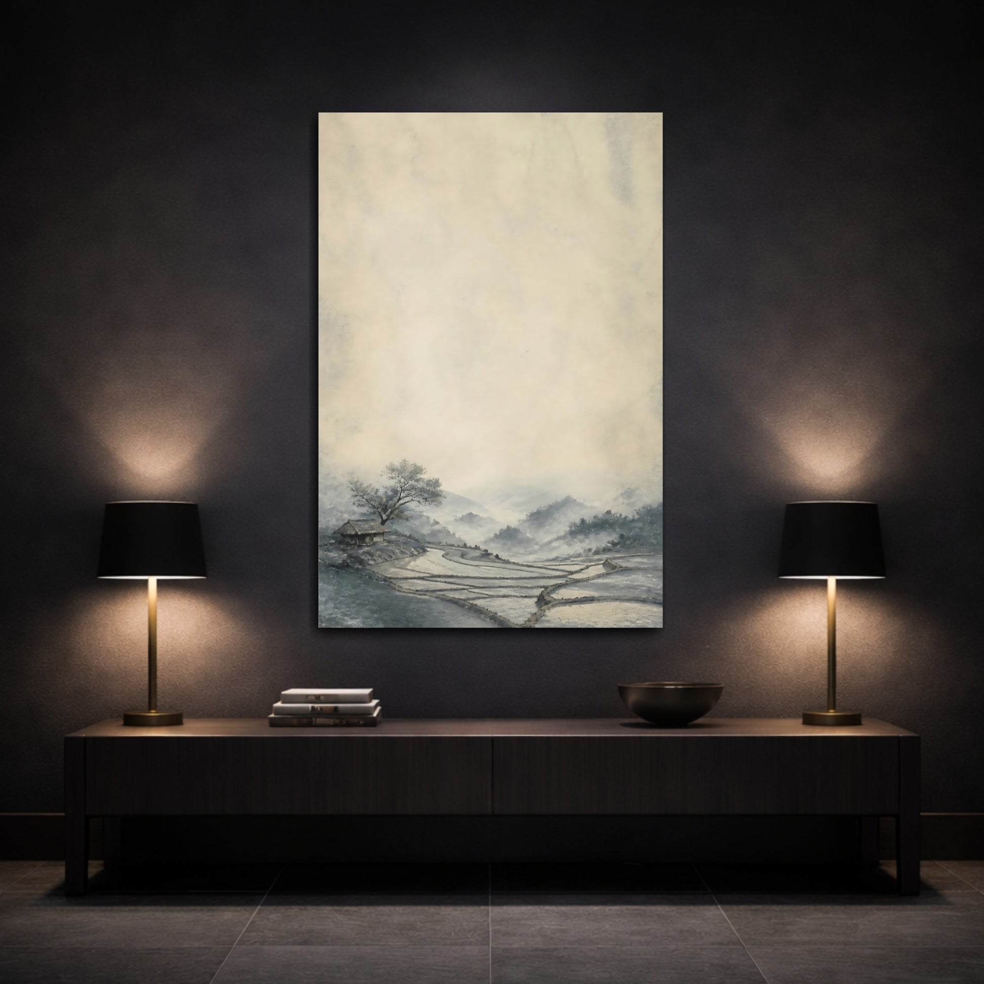 Mockup 3. Misty Rice Terraces shown as canvas print