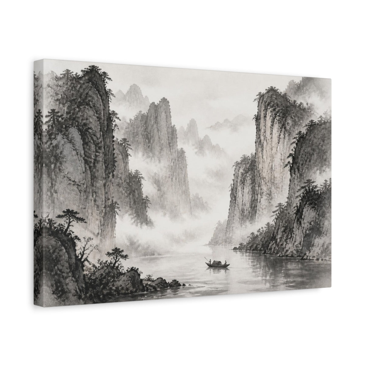 Side Mockup 4. Misty River Canyon shown as canvas print
