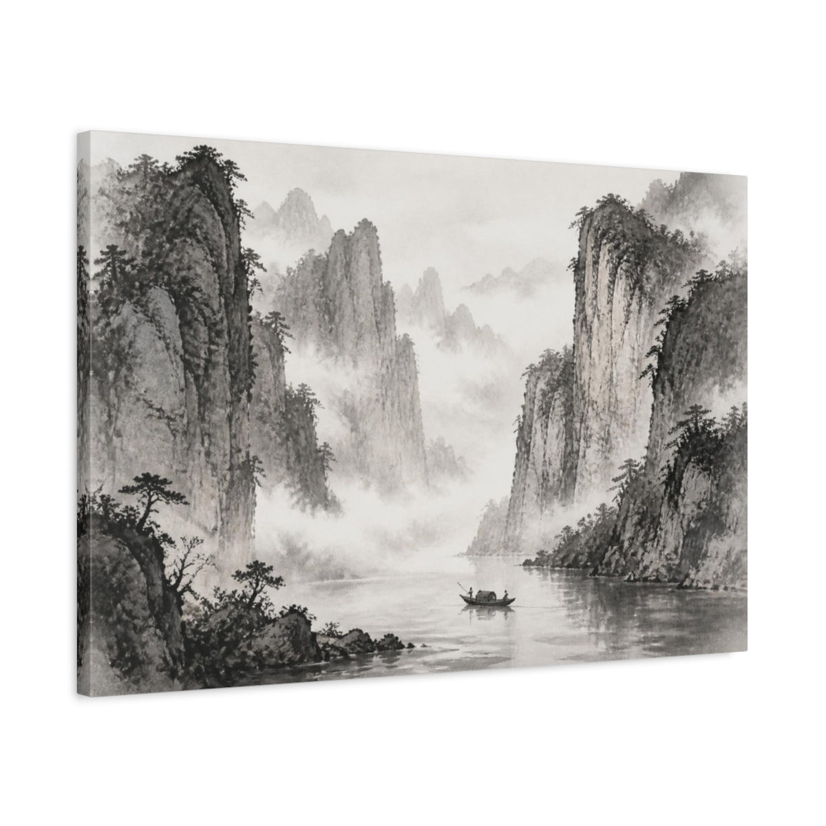 Side Mockup 2. Misty River Canyon shown as canvas print