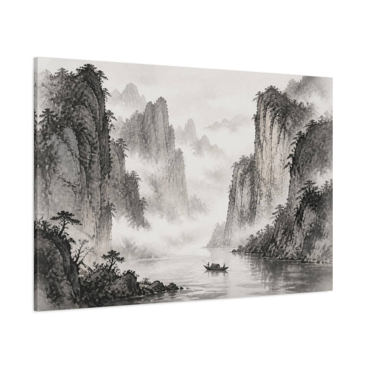 Side Mockup 1. Misty River Canyon shown as canvas print