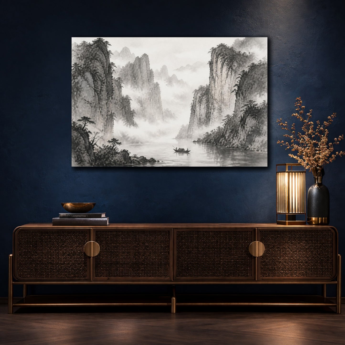 Mockup 4. Misty River Canyon shown as canvas print