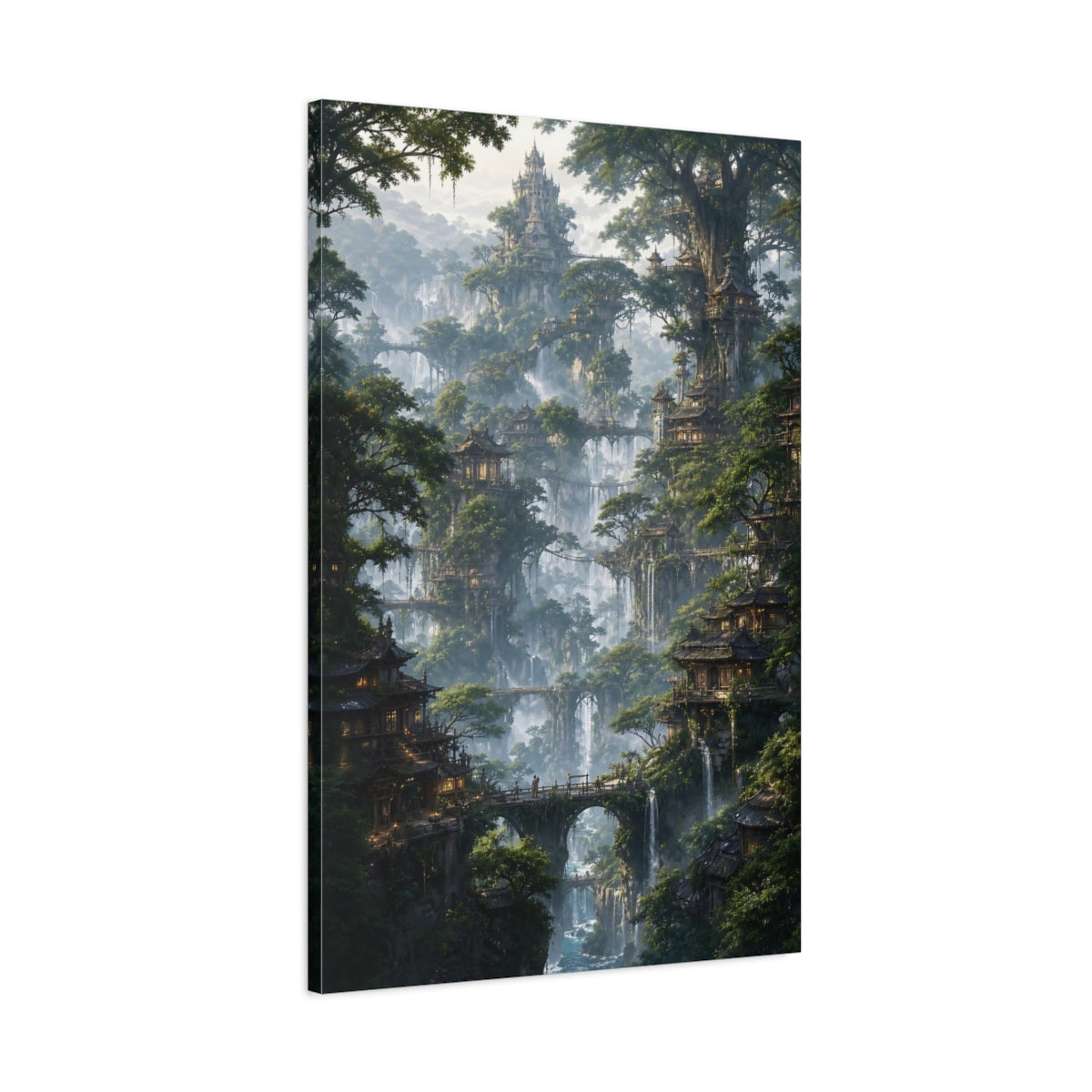 Main Mockup. Misty Tree City shown as canvas print