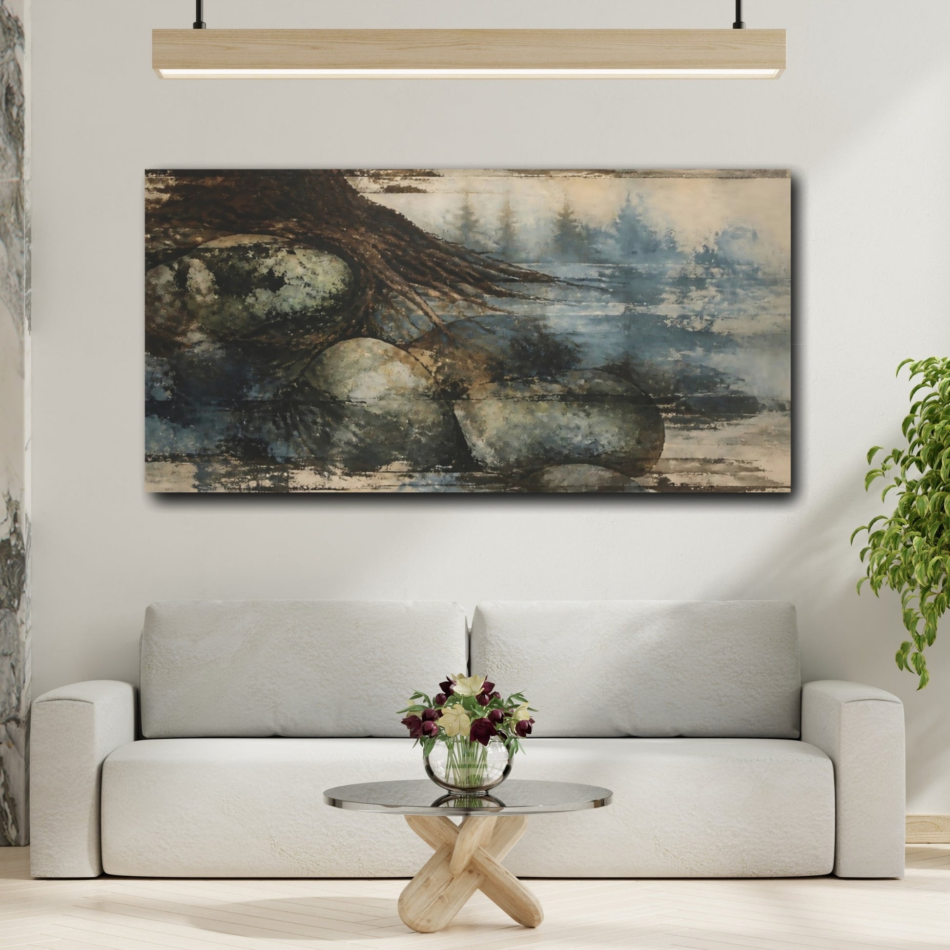 Mockup 2. Misty Tree Roots shown as canvas print