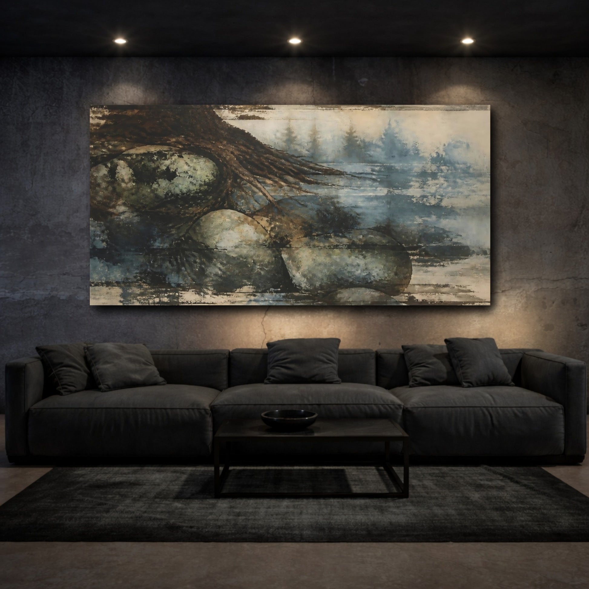 Mockup 3. Misty Tree Roots shown as canvas print