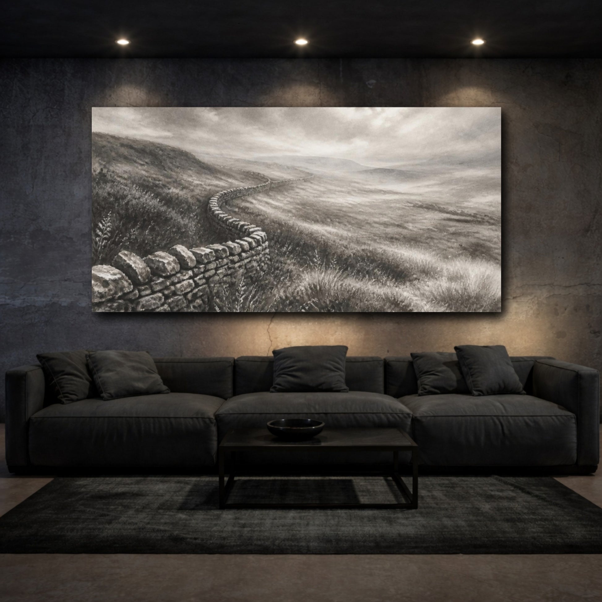 Mockup 3. Misty Upland Stone Wall shown as canvas print
