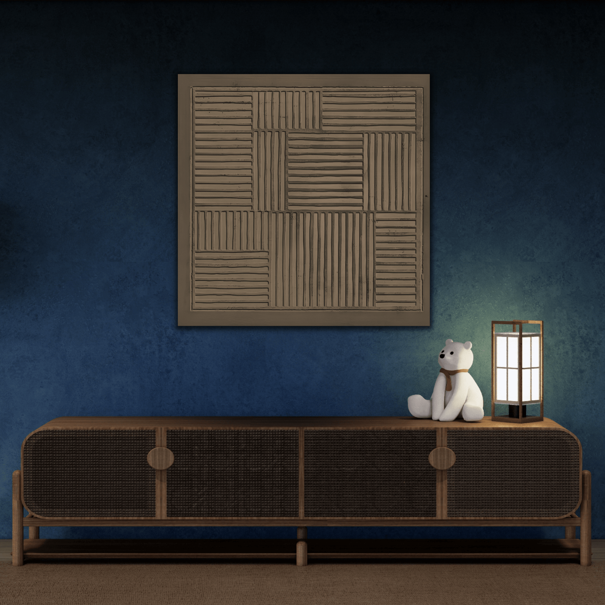 Modern Abstract 3D Wabi - Sabi Canvas Print - Minimalist Geometric Japanese Decor - YesArtYes