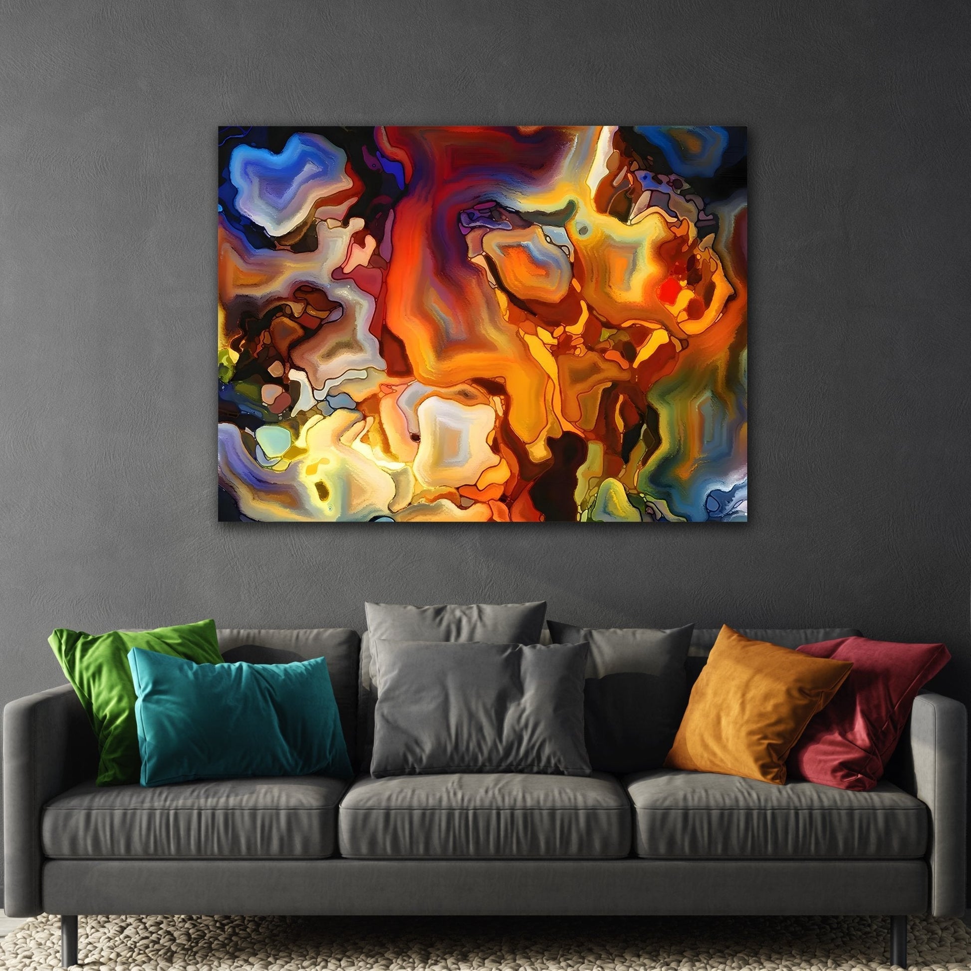 Modern Abstract Colorful Canvas Wall Art Print