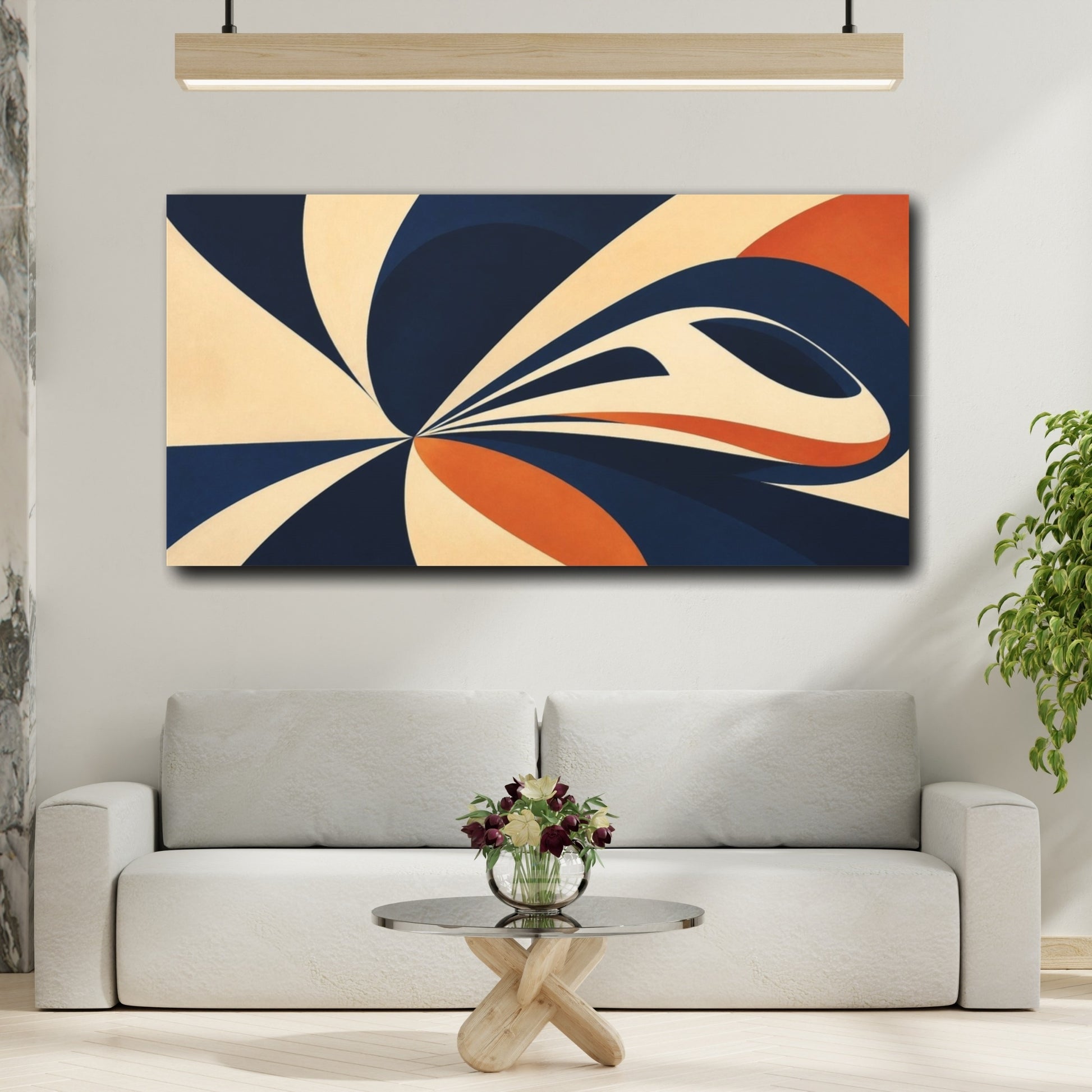 Mockup 2. Modern Abstract Curves shown as canvas print