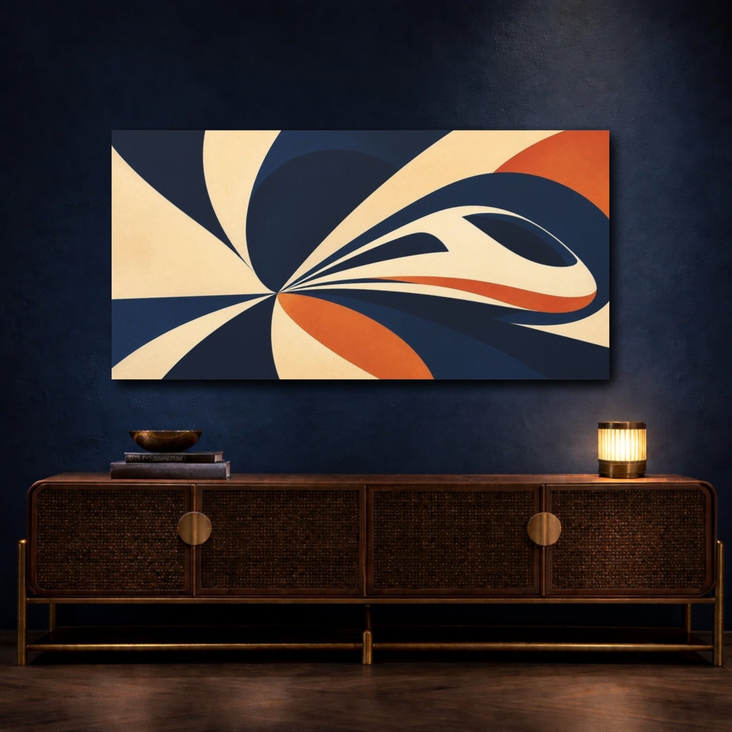 Mockup 4. Modern Abstract Curves shown as canvas print