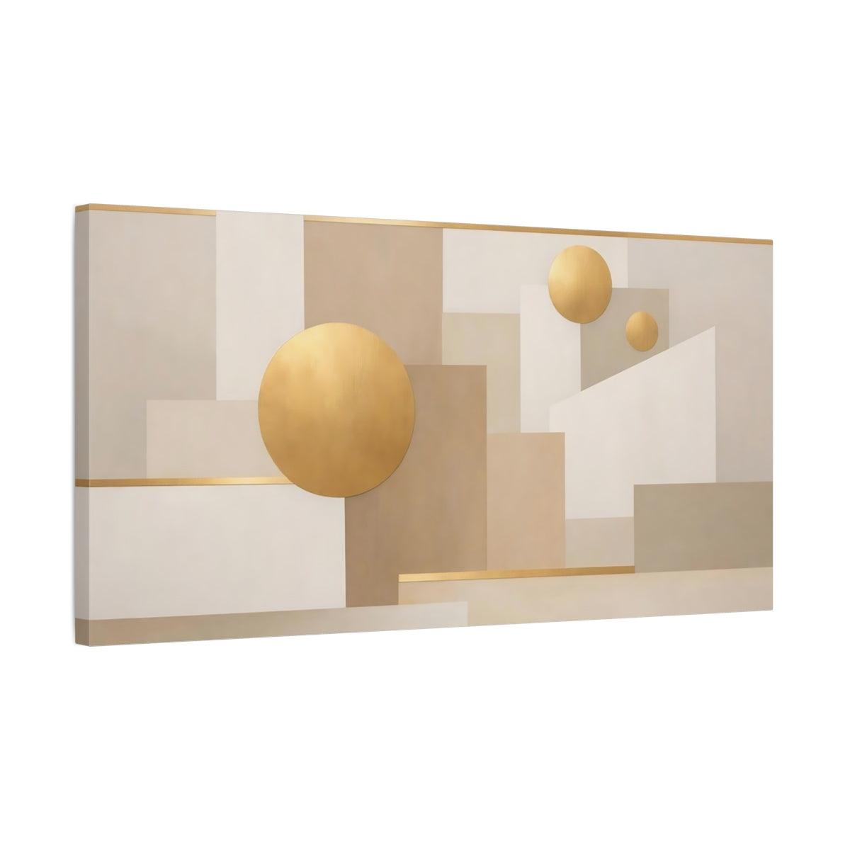 Side Mockup 2. Abstract Abstract Geometry Abstract Gold Beige shown as stretched canvas wall art