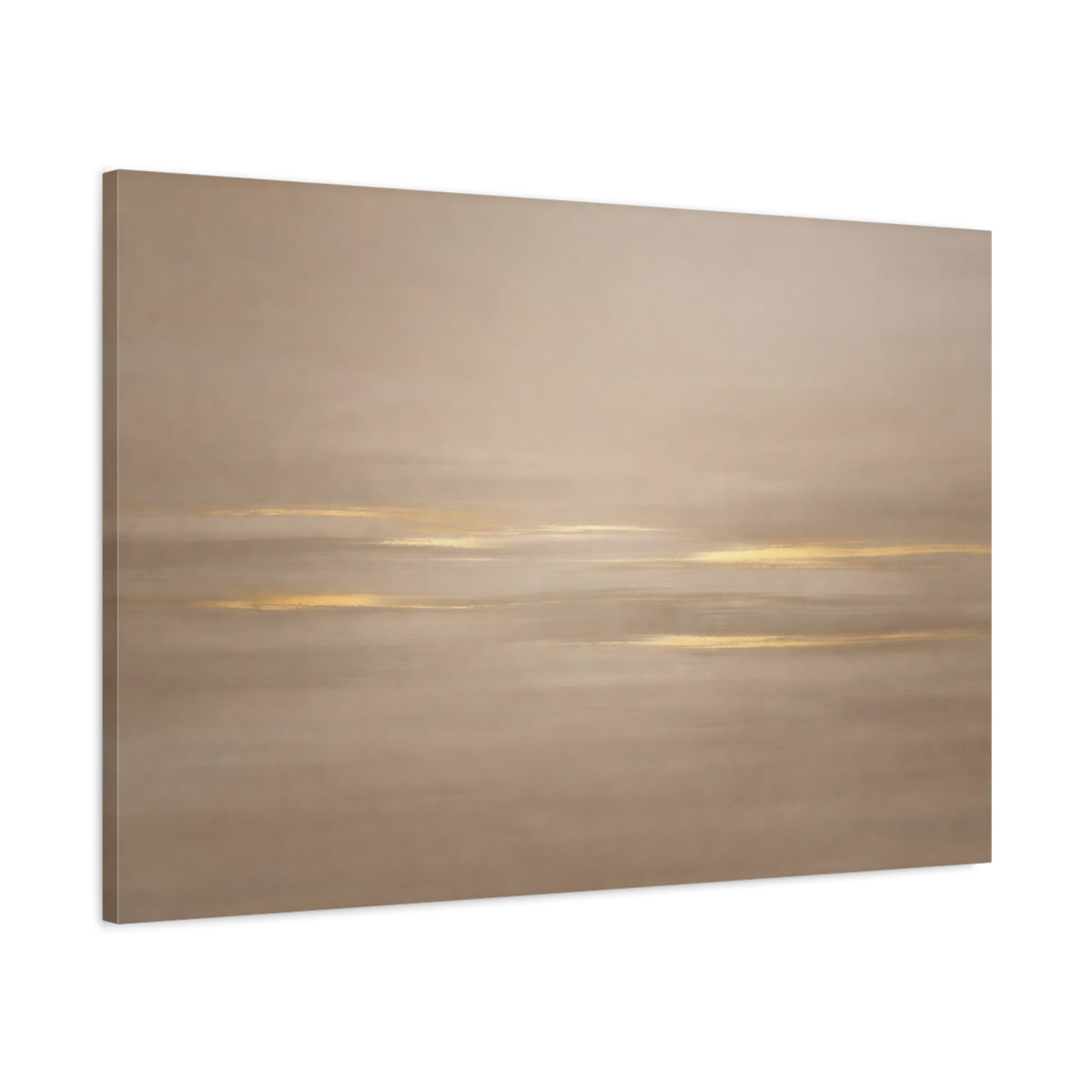 Side Mockup 1. Abstract Abstract Lines Gold And Beige shown as stretched canvas wall art