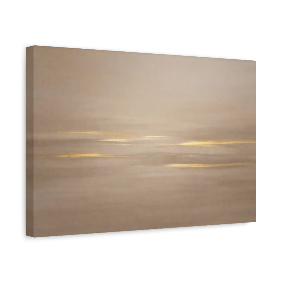 Side Mockup 4. Abstract Abstract Lines Gold And Beige shown as stretched canvas wall art