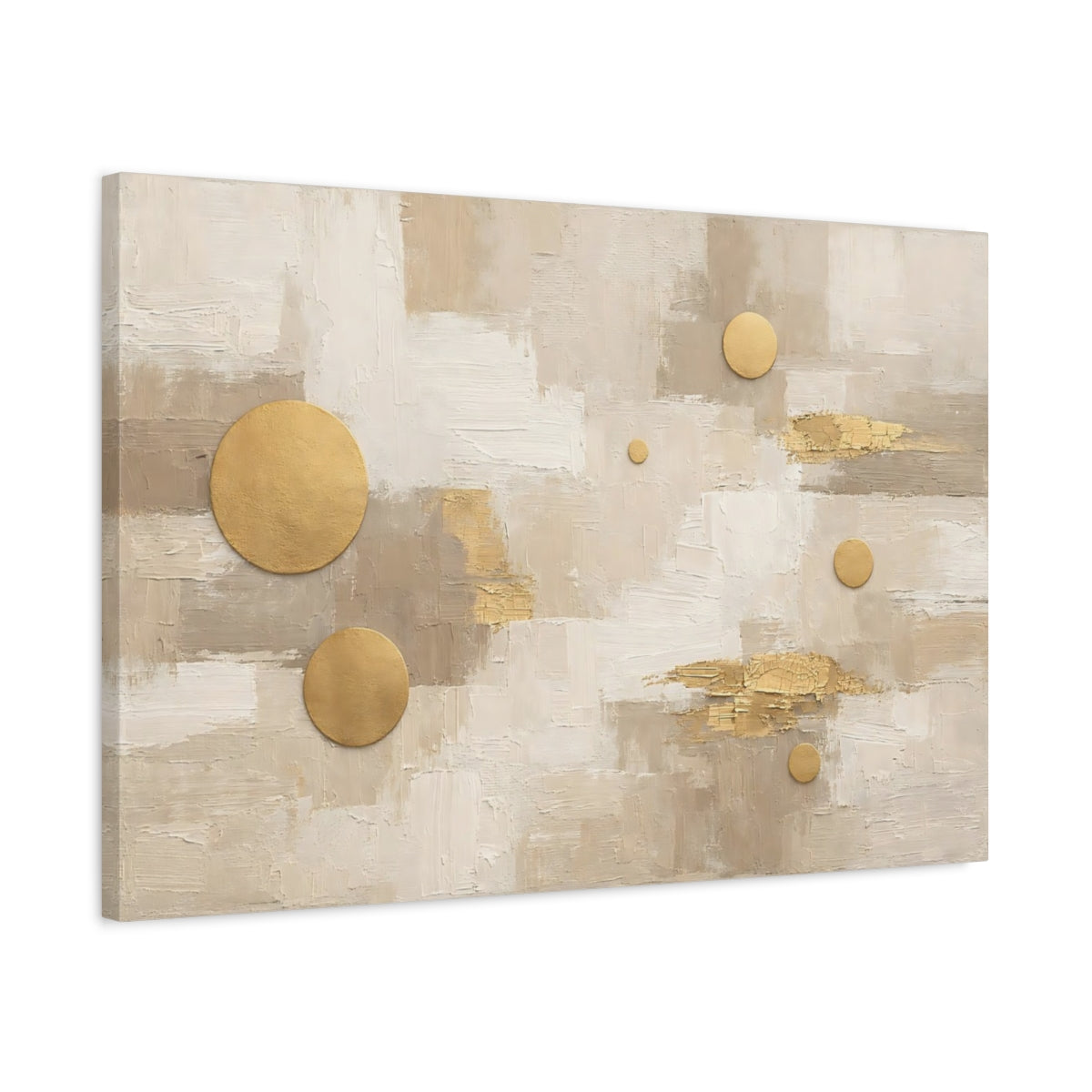 Side Mockup 2. Abstract Abstract Shapes Neutral Gold Abstract shown as stretched canvas wall art