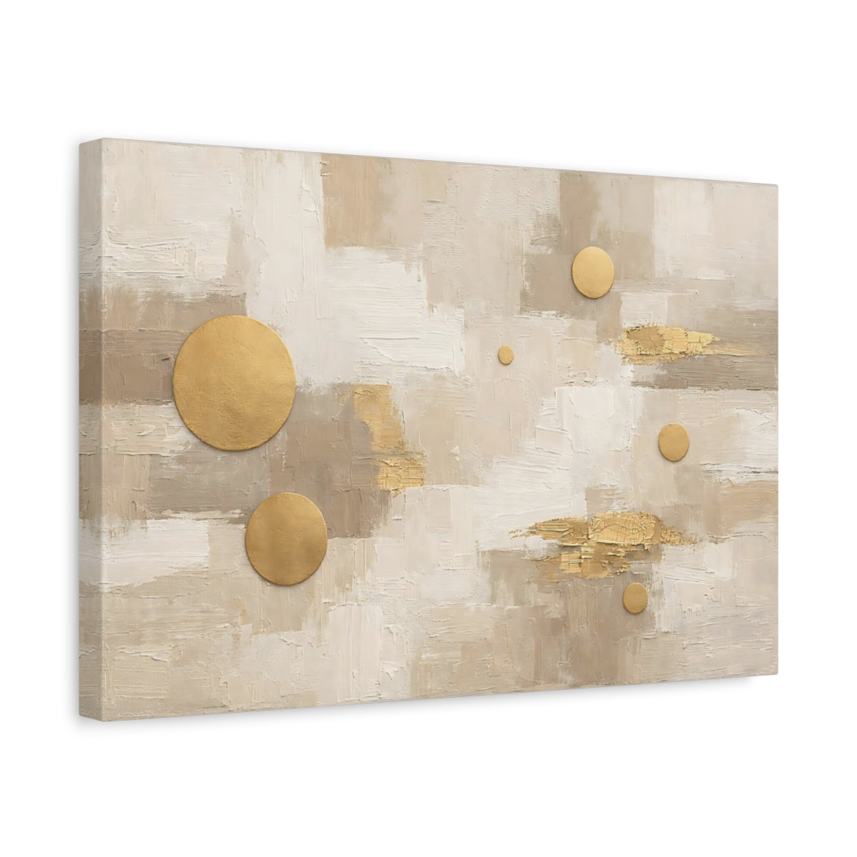 Side Mockup 4. Abstract Abstract Shapes Neutral Gold Abstract shown as stretched canvas wall art