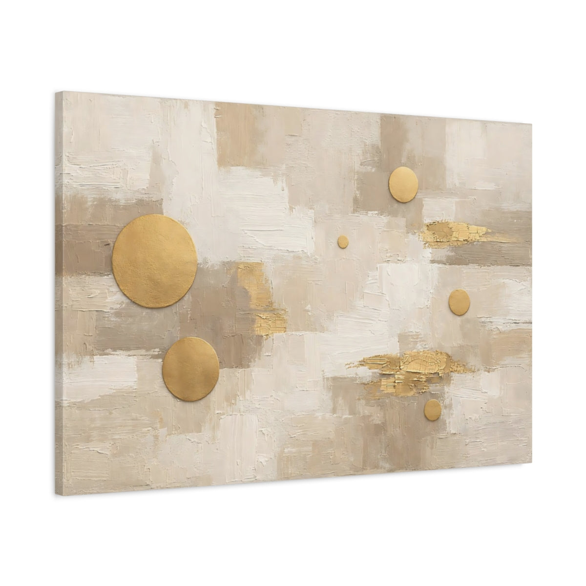 Side Mockup 1. Abstract Abstract Shapes Neutral Gold Abstract shown as stretched canvas wall art